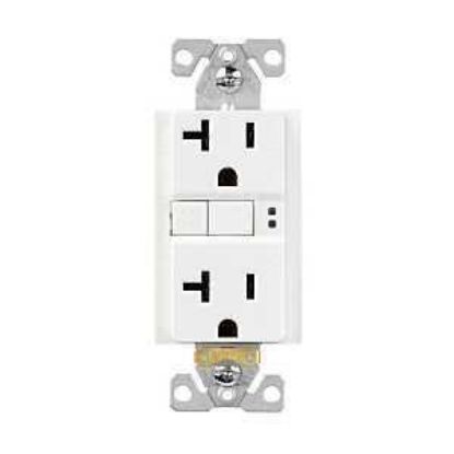 Picture of Electrical-outlet Duplex Self-test Tamper-resistant Double-pole 3-wire 20-amp 125-volts White