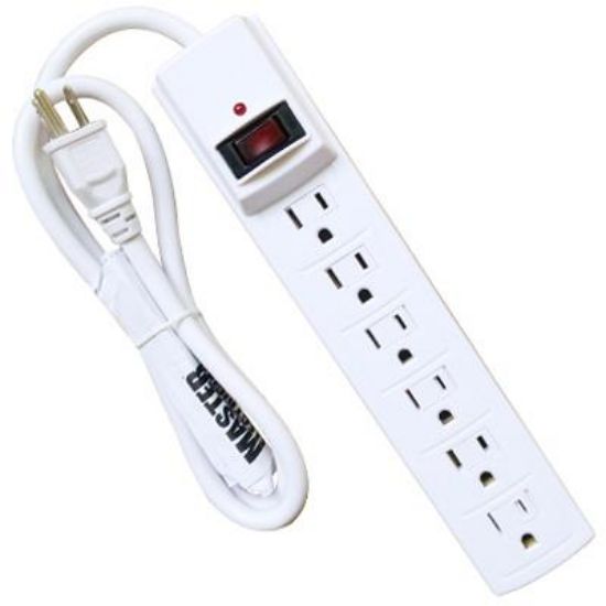 Picture of 6 Outlet Surge Protector Strip White