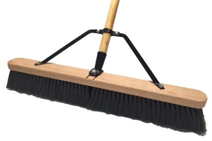 Picture of Simple Spaces 93110 Push Broom, 24 In Sweep Face, 3 In L Trim, Polypropylene Bristle, 60 In L, Bolt ...