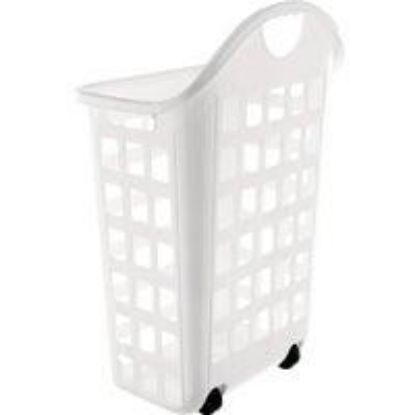 Picture of Clothes-hamper Plastic White Rolling 2-bushel