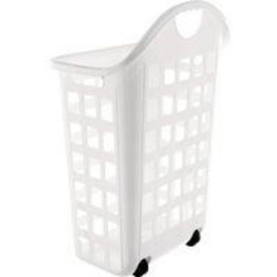 Picture of Clothes-hamper Plastic White Rolling 2-bushel