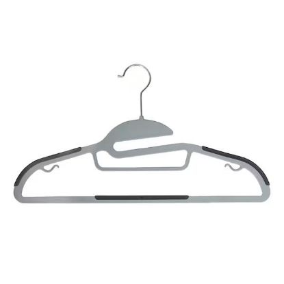 Picture of 8pk Razor Thin S-shape Collar Saver Non-slip Suit & Shirt Hanger W/tie Bar-lgrey