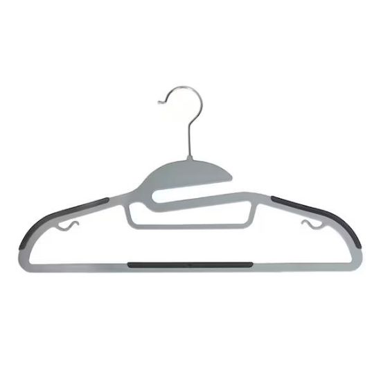 Picture of 8pk Razor Thin S-shape Collar Saver Non-slip Suit & Shirt Hanger W/tie Bar-lgrey