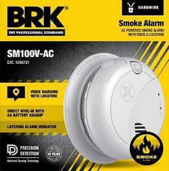 Picture of Smoke Alarm Hard-wired Battery-backup Voice-alerts Photoelectric Sensor
