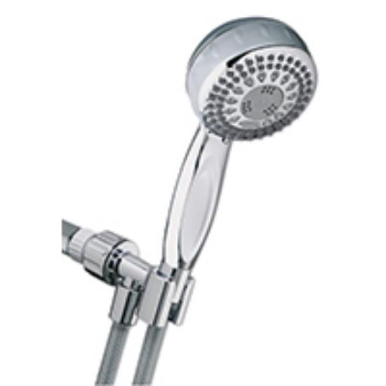 Picture of Shower-Head Hand-Held 2 Gpm 5 Spray Functions 3-1/4 In Head Diameter Plastic Chrome-Plated