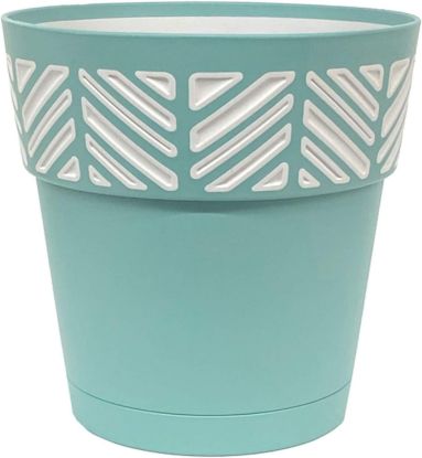 Picture of Plastic Pot Plastic Mosaic Aqua Blue 9.8"