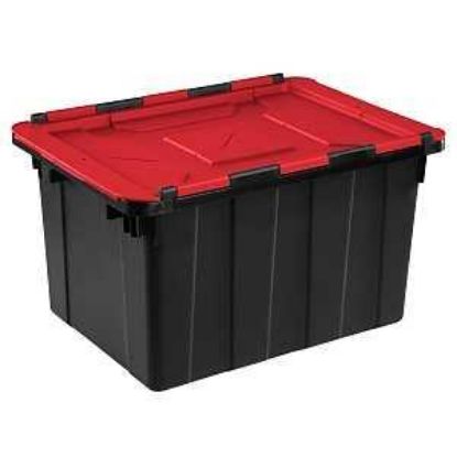 Picture of Tote Plastic Black/red Hinged-lid 12-gal