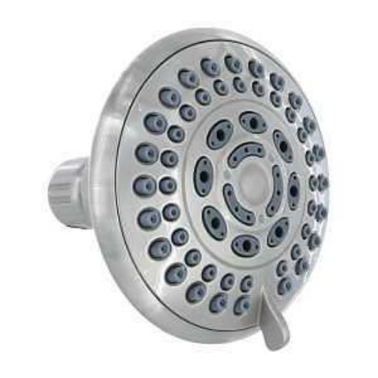 Picture of Fixed Showerhead, Round, 1.8 Gpm, 1/2 In Connection, 5-spray Function, Plastic, Brushed Nickel