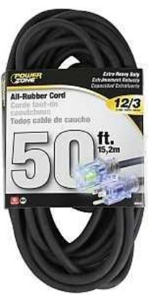 Picture of Powerzone Orec732830 Extension Cord, 12/3 Awg Cable, 50 Ft L, 15 A, Black