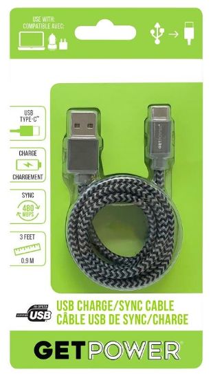 Picture of Charge And Sync Cable, Usb 2.0 A, Usb-c, 3 Ft L