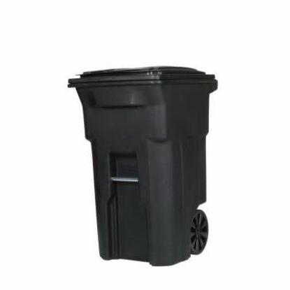 Picture of Trash-receptacle Hinged-lid Two-wheels Plastic Black 64-gal