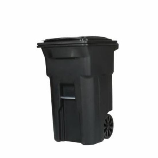 Picture of Trash-receptacle Hinged-lid Two-wheels Plastic Black 64-gal