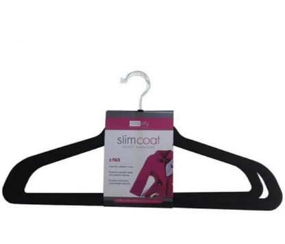 Picture of 6pk Extra Wide Velvet Coat Hanger- Black