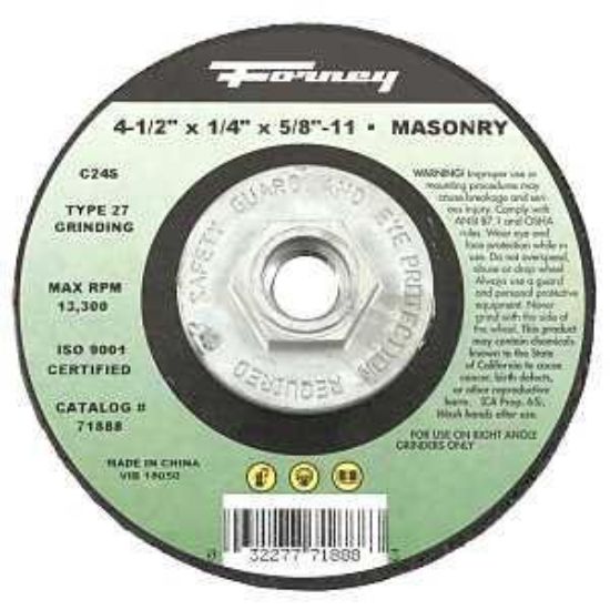 Picture of Grinding-wheel Type-27 Masonry Silicon-carbide 5/8"-11-arbor 1/4" 4-1/2"