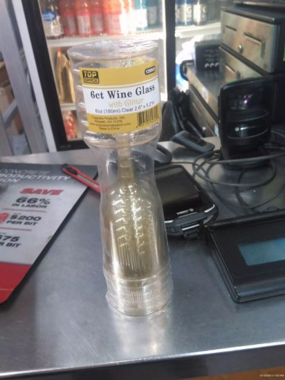 Picture of Wine Glass 6oz Gold Pack/6