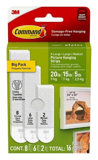 Picture of Command Picture Hanging Strip, White, 20 Lb;pic Hanging Strp White 20/15/5lb
