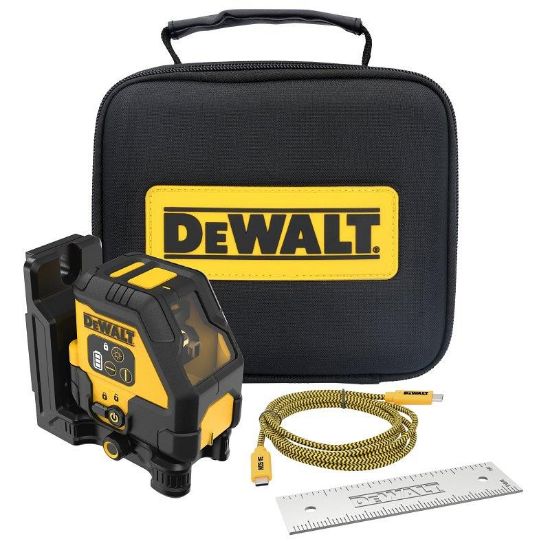 Picture of Dewalt Rechargeable Cross-line Laser Base Kit, 100 Ft Without Detector, 165 Ft With Detector, Red La...