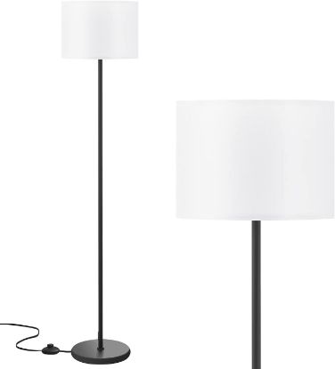 Picture of Modern Floor Lamp Simple Design With White Shade, Foot Pedal Switch, 60" Small Tall Lamps For Living...