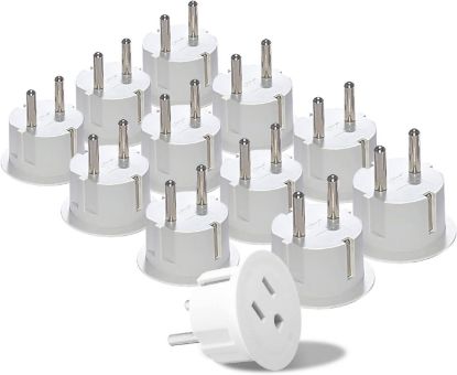 Picture of Orei American Usa To European Schuko Germany Plug Adapters Ce Certified Heavy Duty - 12 Pack