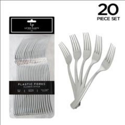 Picture of Classic Design Silver Plastic Forks 20pk