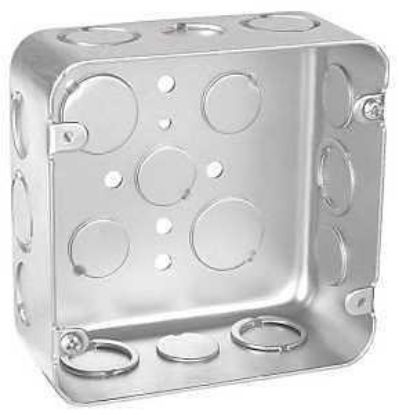 Picture of Junction-box Square Steel Drawn 1/2"-3/4"-ko 4-11/16" X 2-1/8" Deep