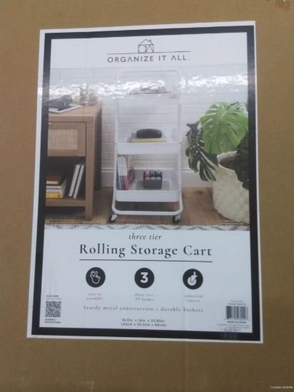 Picture of 3 Tier Storage Rolling Metal Utility Cart White